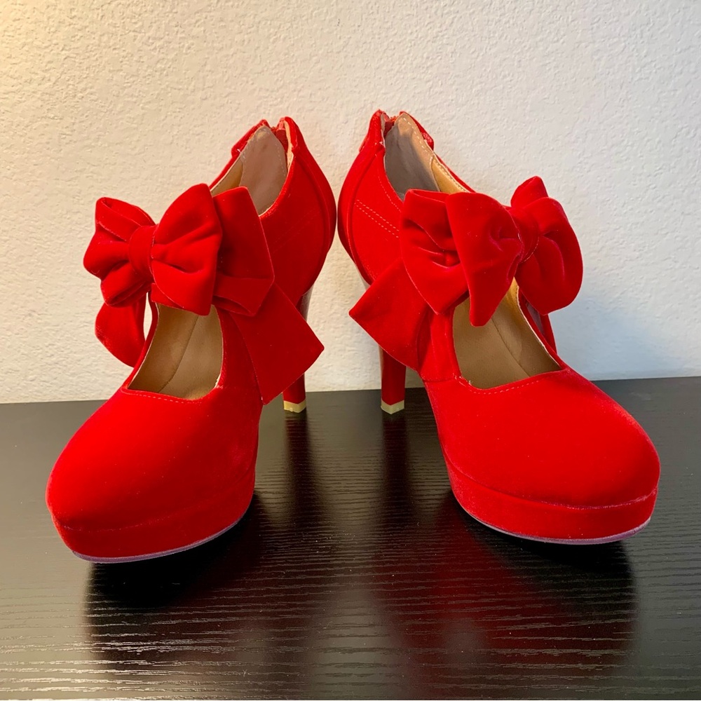 Mostrin Fashion Suede Vintage-Style Bowtie Platform Pump